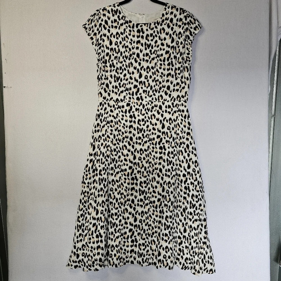 LOFT Black and White Animal Print Dress - Picture 1 of 13